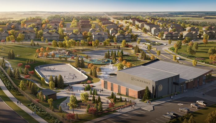 Aerial rendering of The Village at Glacier Ridge.